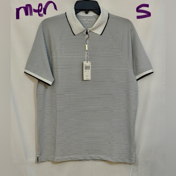 MICHAEL Michael Kors Monochrome Striped Polo Shirt - Picture 1 of 2